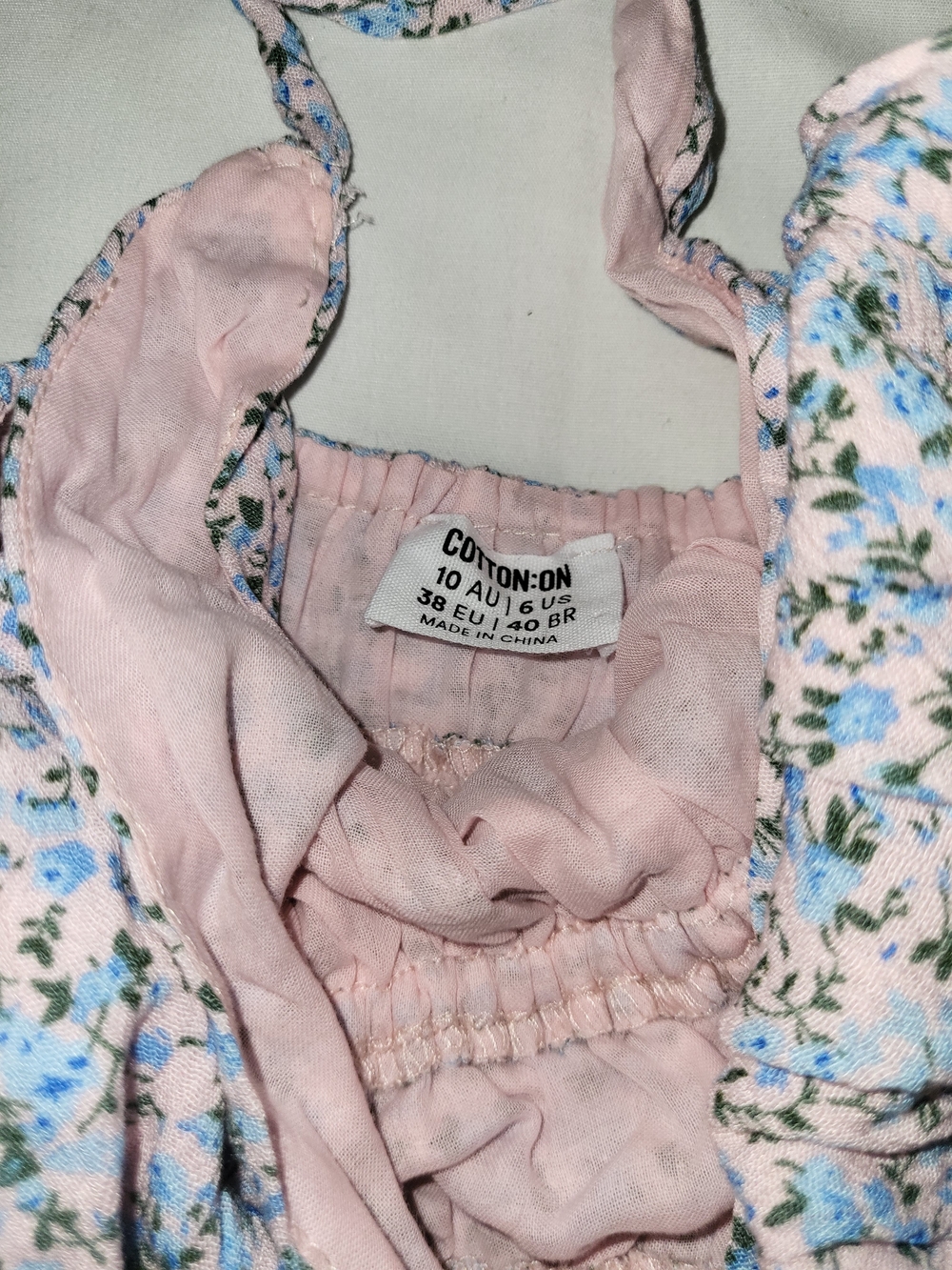 Cotton On Pink Floral Smocked Sundress with Tie Straps - Picture 2 of 2